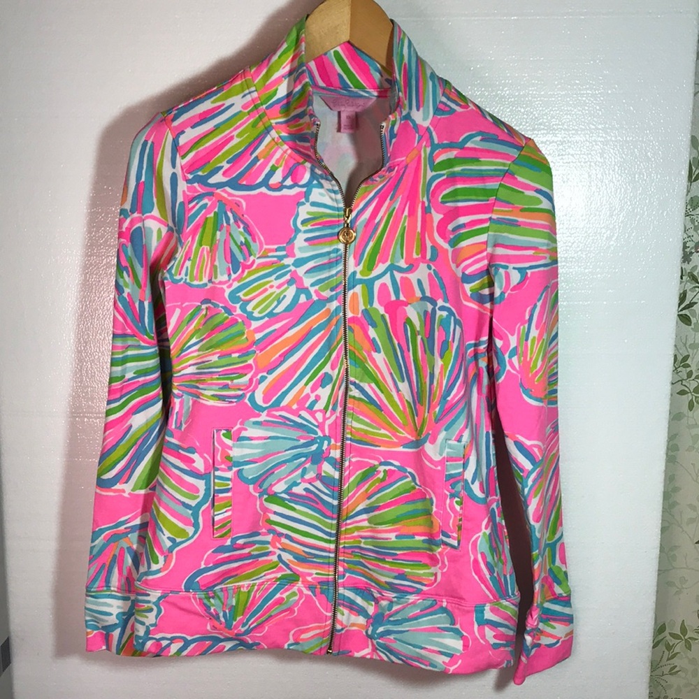 Lilly Pulitzer Reagan Jacket Luxletic Zip-Up Pink Pout Shellabrate Womens’ XS